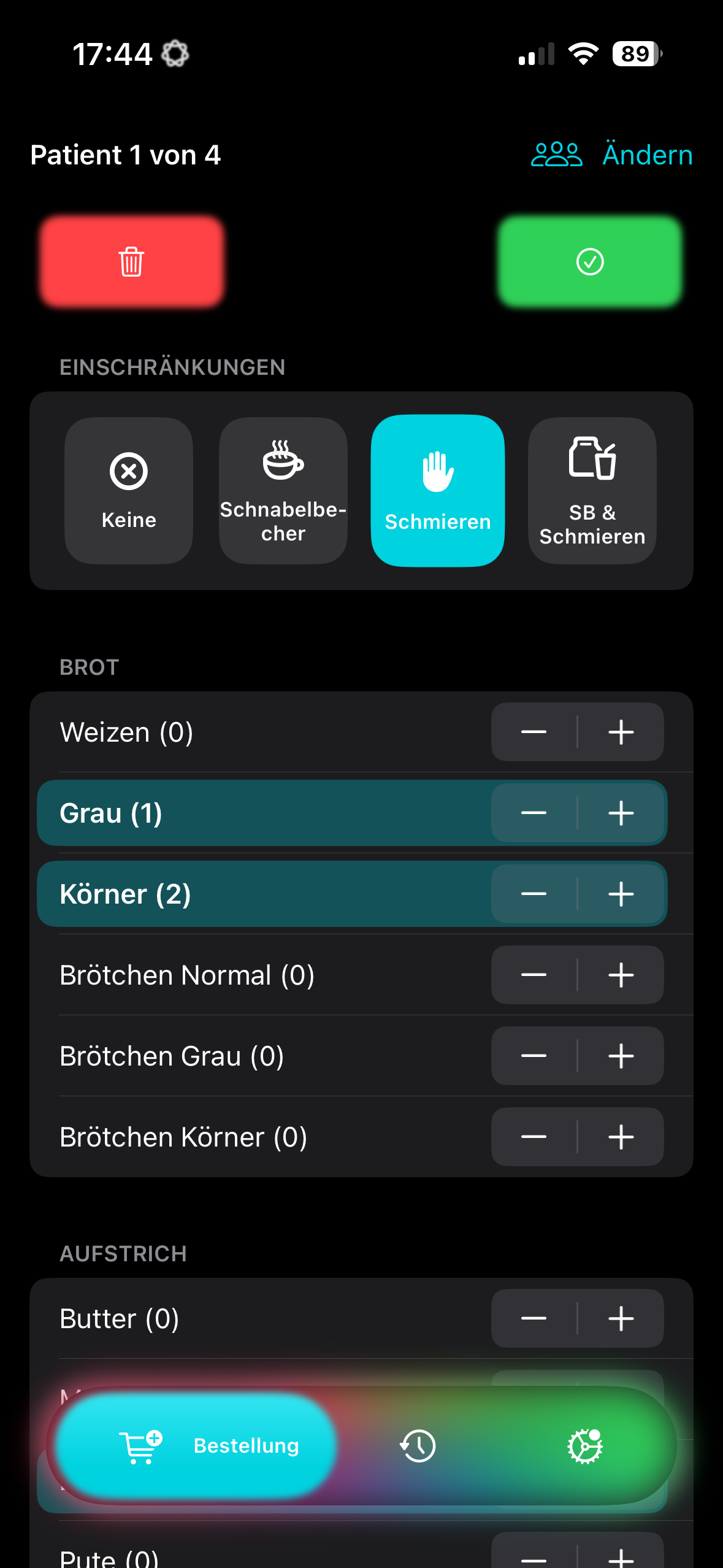 Screenshot der Homeseite von HospitalFoodoOrder
